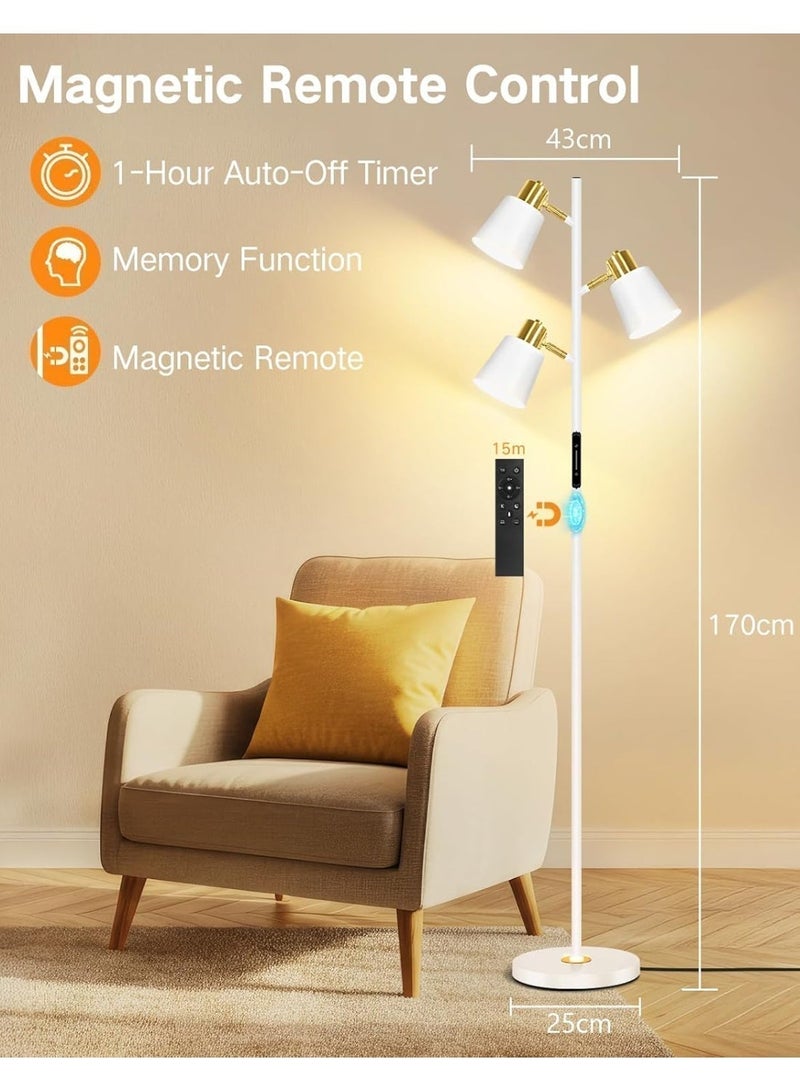 OUTON مصباح أرضي على شكل شجرة LED بقوة 36 واط، مصباح أرضي عصري قابل لتعديل السطوع مع 4 درجات حرارة لونية، تحكم عن بعد ولمسي، مؤقت لمدة ساعة، وظيفة حفظ الإعدادات عند إيقاف التشغيل، مصباح قائم قابل للدوران بثلاثة أوضاع مناسب للقراءة في غرفة المعيشة وغرفة النوم والمكتب، أبيض - Image 5