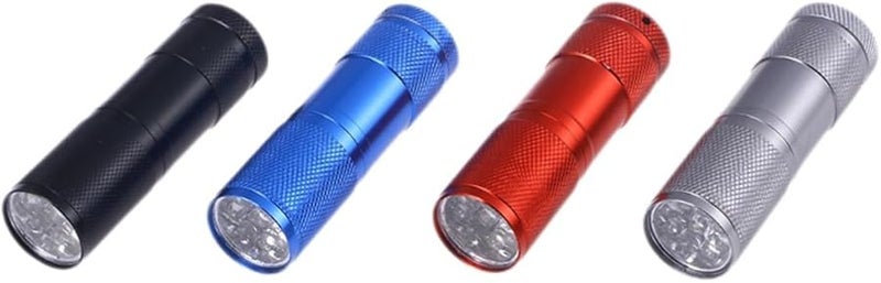 Homoyoyo 4 Pack Mini Aluminum UV Flashlight Set Red Black Blue Silver Portable Water Resistant For Camping Emergency - Image 2