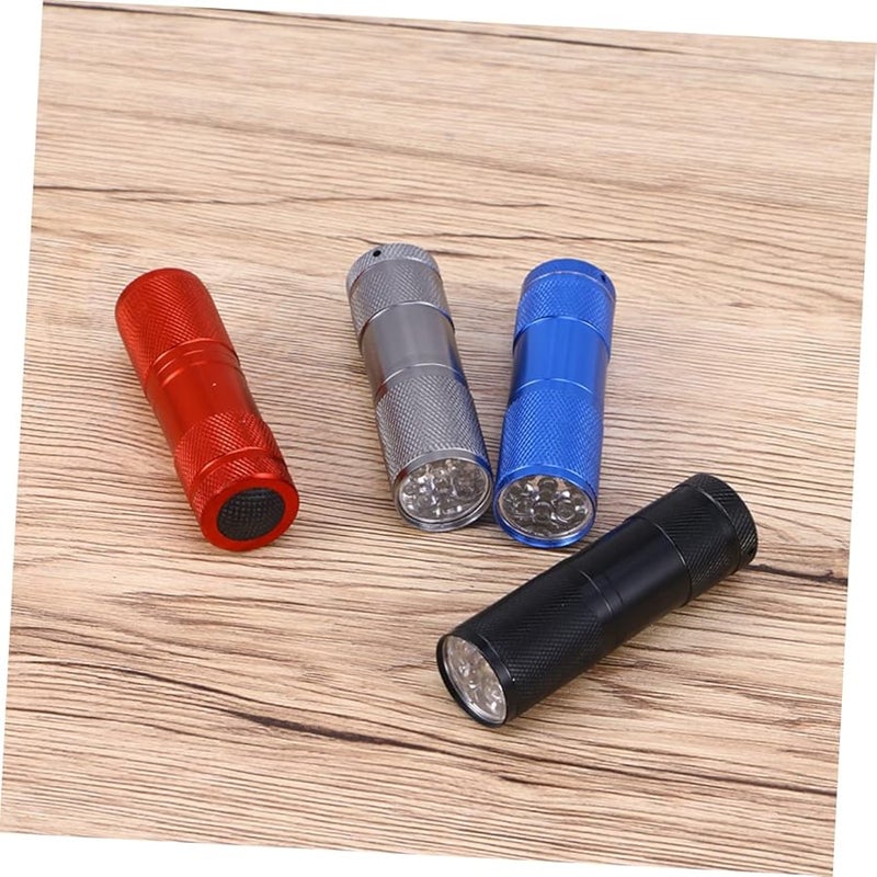 Homoyoyo 4 Pack Mini Aluminum UV Flashlight Set Red Black Blue Silver Portable Water Resistant For Camping Emergency - Image 3