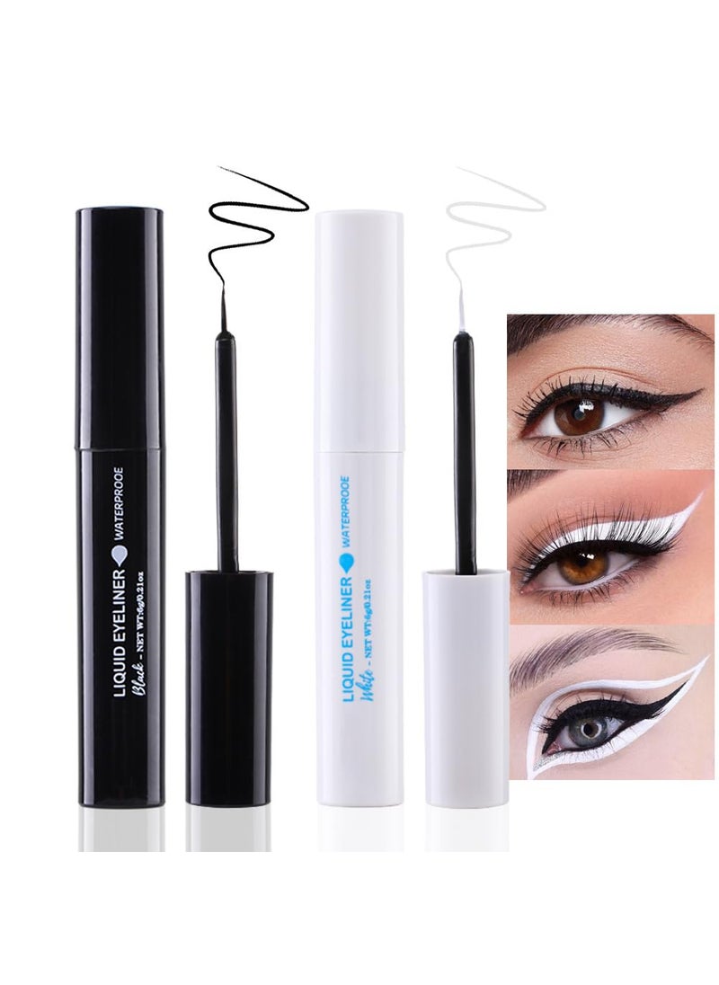 AMY'S DIARY AMY'S DIARY 2 Pcs Black&White Liquid Eyeliner Set, Matte Eyeliner Set Eye Liners for Women Waterproof LongLasting delineadores de colores para ojos (White+Black) 