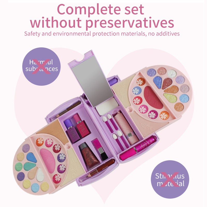 Cosmetic Set for Girls Makeup Palette Eye Shadow Nail Polish Lip Balm Water Powder Makeup Box for Kids - Image 5