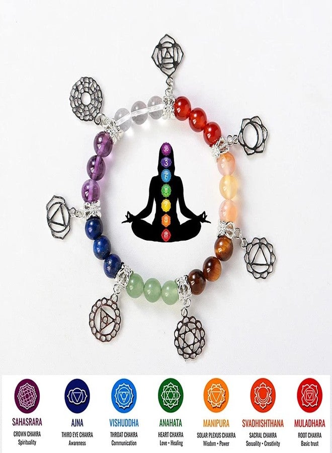 AITELEI 7 Chakra Healing Bracelets with Real Stones Gemstone Healing Chakra Bracelet Yoga Meditation Bracelets for Protection, Energy Healing - Image 1