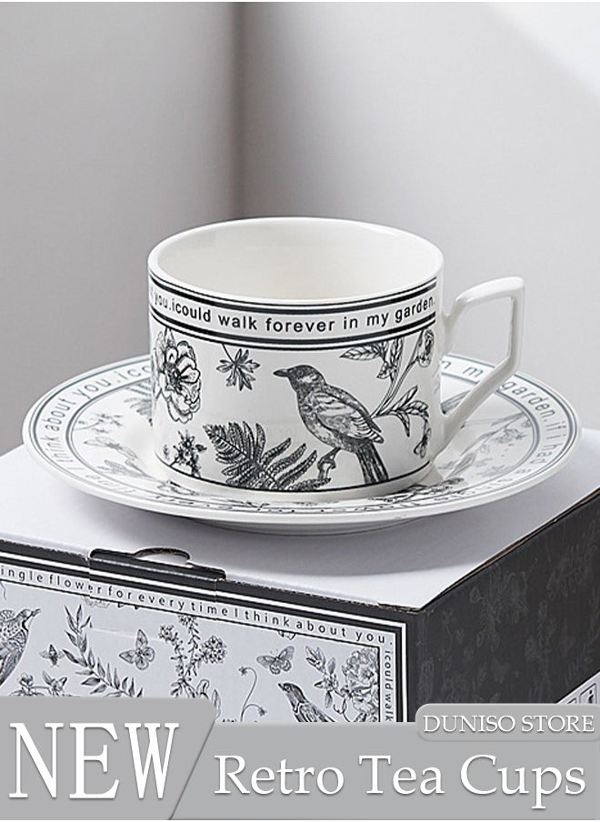 DUNISO Tea Cups and Retro Tea Cups and Saucers Set Porcelain Tea Set for Tea Party Afternoon Tea Cups Saucer for Coffee Milk Kitchen and Drawing RoomSaucers Set Porcelain Tea Set for Tea Party  - Image 1