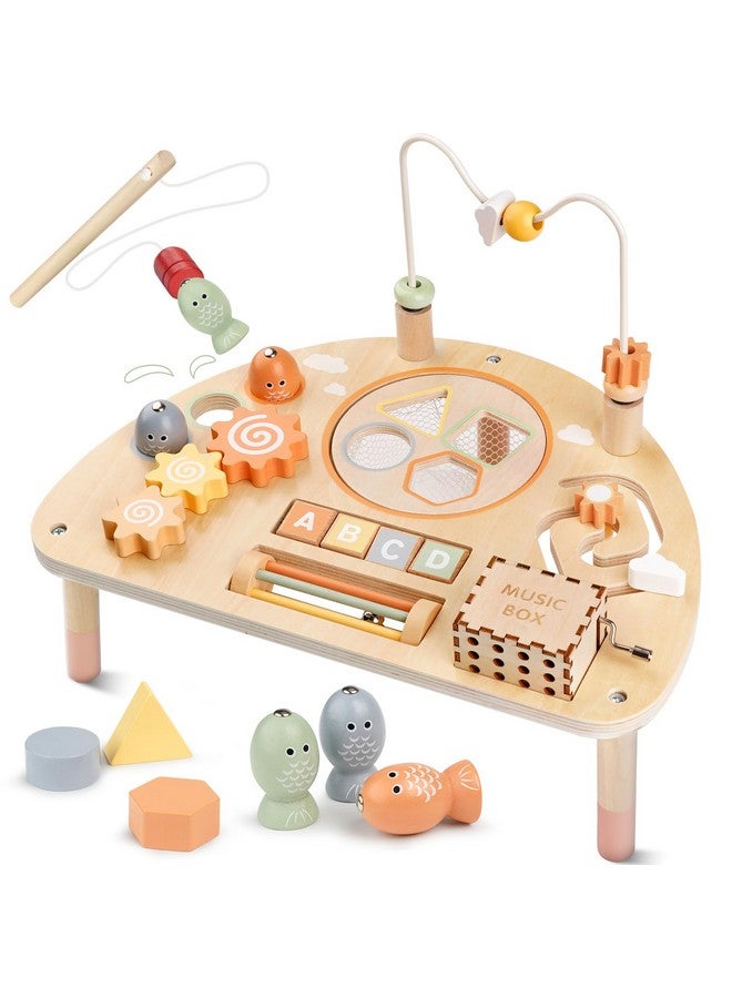 Vanplay Activity Table For 1 Year Old, Montessori Toys For 1 2 Year Old Girls Boy Gifts, 8 In 1 Wooden Sensory Play Table For Toddler 1-3, Learning Toys For Baby 12-18 Months 1St Christmas Birthday Gifts - Image 1