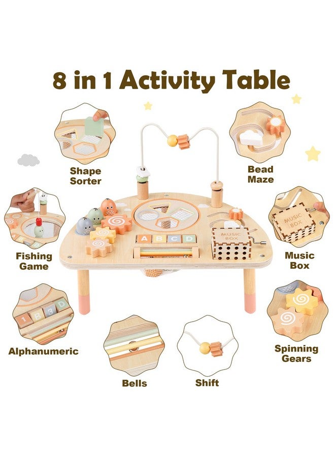 Vanplay Activity Table For 1 Year Old, Montessori Toys For 1 2 Year Old Girls Boy Gifts, 8 In 1 Wooden Sensory Play Table For Toddler 1-3, Learning Toys For Baby 12-18 Months 1St Christmas Birthday Gifts - Image 2