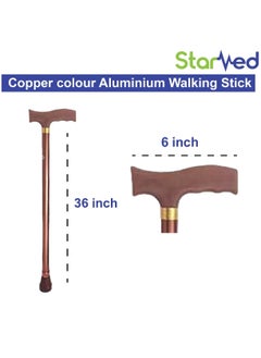 STARMED StarMed Adjustable Aluminium Walking Stick, Copper Color, Lightweight, for Elderly, Mountain, Hiking, Blind Men and Women  - Image 4