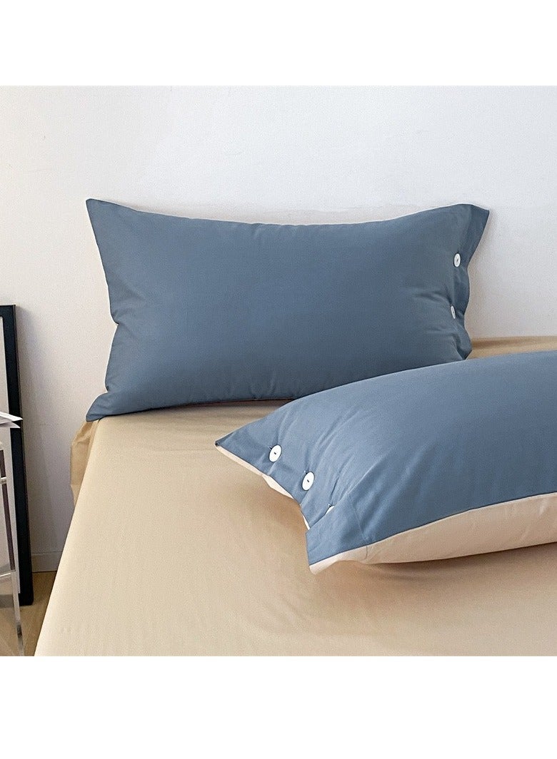AROAQ Bed Cover Set, Soft Luxurious Pure Bedsheet Set, Long-staple Cotton Simple Solid Color Bed Sheet Quilt Cover Bedding Twill Cotton Set, (milk tea, 1.8m bed sheet four-piece set )  - Image 4