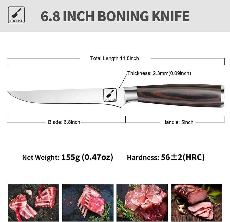 imarku Fillet Knife, German High Carbon Boning Knife, 6-Inch Stainless Steel Professional Grade Boning Fillet Knife for Fish, Pakkawood Handle for Meat and Poultry, Gifts for Men and Women - Image 4