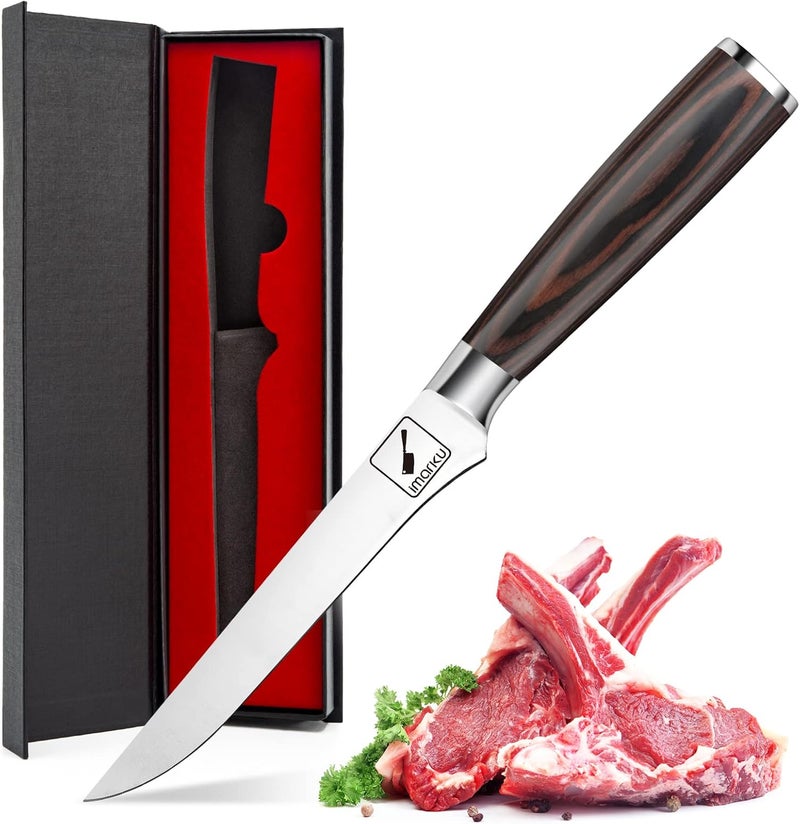 imarku Fillet Knife, German High Carbon Boning Knife, 6-Inch Stainless Steel Professional Grade Boning Fillet Knife for Fish, Pakkawood Handle for Meat and Poultry, Gifts for Men and Women - Image 1
