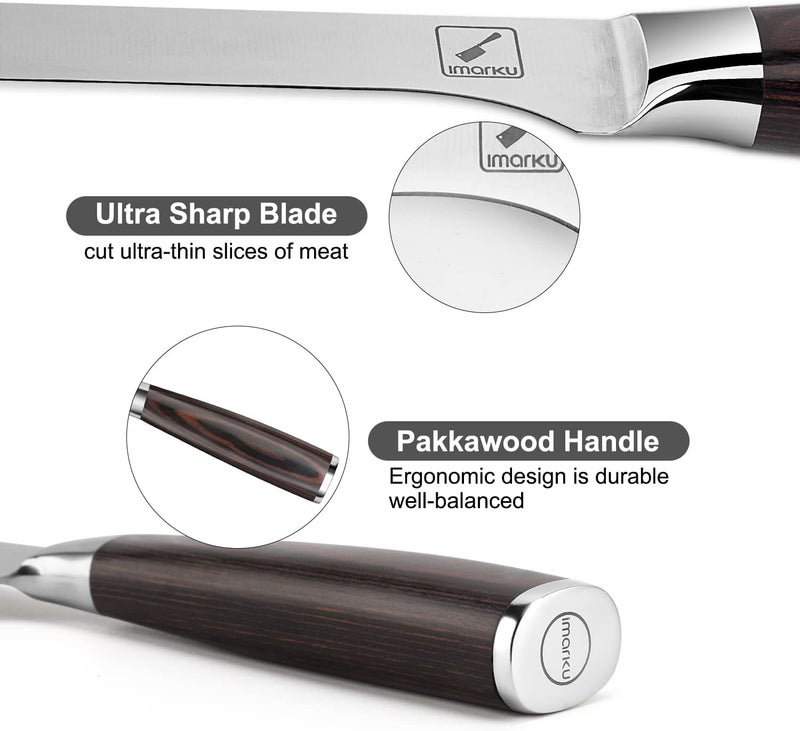 imarku Fillet Knife, German High Carbon Boning Knife, 6-Inch Stainless Steel Professional Grade Boning Fillet Knife for Fish, Pakkawood Handle for Meat and Poultry, Gifts for Men and Women - Image 5