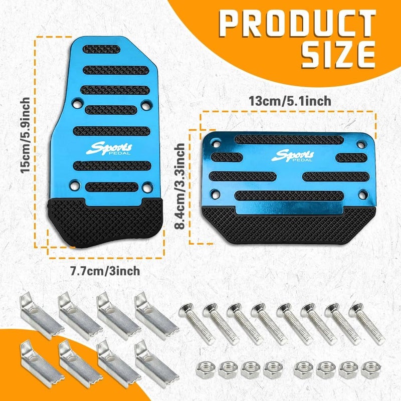 HAOBO Zufoty 2PCS Car Pedal Covers, Non- Slip Automatic Transmission Pedal Covers Replacement Kit, Premium Aluminum Alloy Non-Slip Gas and Brake Pedals Covers Universal Car Accessories Fits Most Car - Image 3