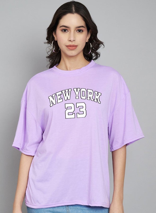 Trend Level Women Typography Printed Drop-Shoulder Sleeves T-shirt - Image 1
