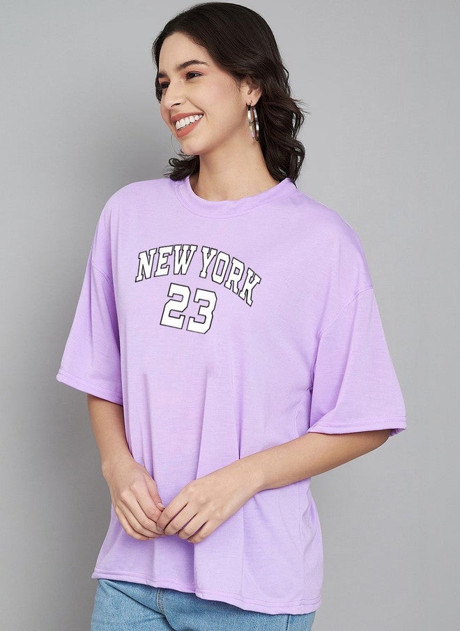 Trend Level Women Typography Printed Drop-Shoulder Sleeves T-shirt - Image 2