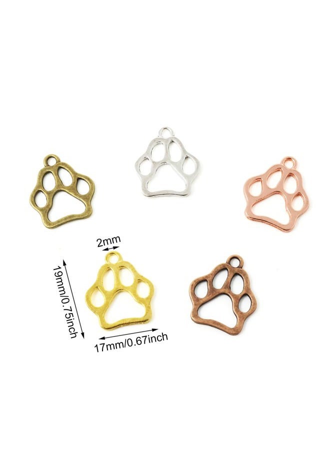 HONBAY 100PCS Alloy Bear Puppy Kitten Footprint Pendants Cute Animal Pet Cat Dog Paw Print Charms Pendants for Earrings Necklaces Bracelets Jewelry Making and DIY Crafts, Alloy Steel, No Gemstone - Image 3