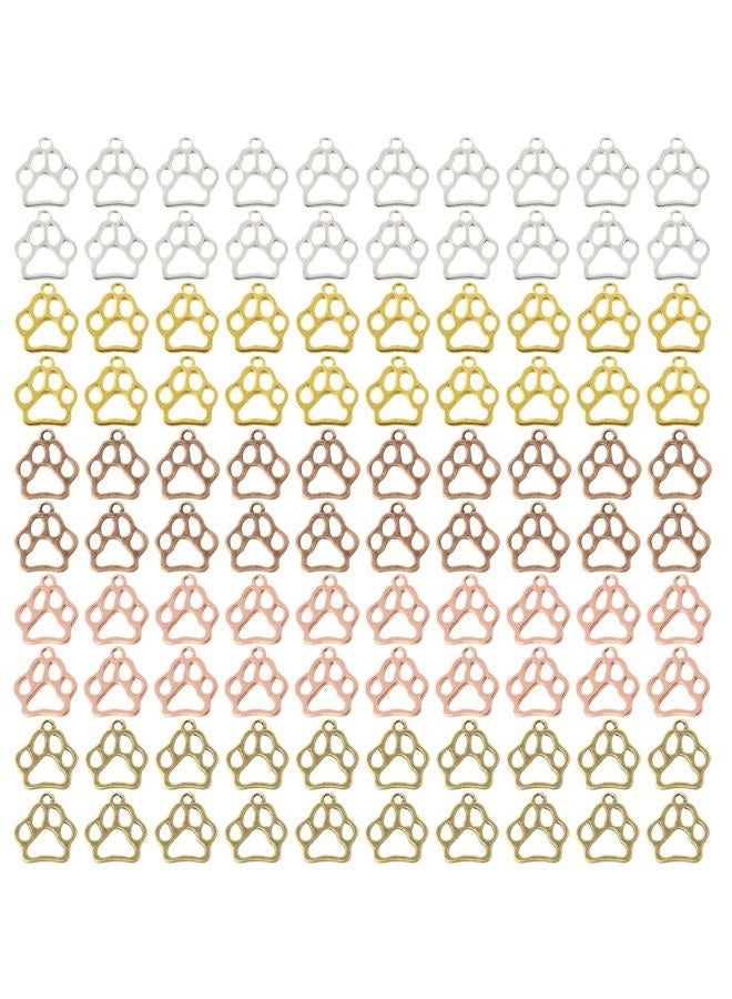 HONBAY 100PCS Alloy Bear Puppy Kitten Footprint Pendants Cute Animal Pet Cat Dog Paw Print Charms Pendants for Earrings Necklaces Bracelets Jewelry Making and DIY Crafts, Alloy Steel, No Gemstone - Image 2