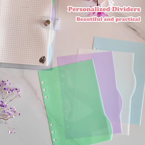 DY.2ten 4 Sets A5 Translucent Binder Dividers Index Page Tab Cards for 6-Holes Ring Binders Notebooks Travel Diary Journal Planner (A5) - Image 3