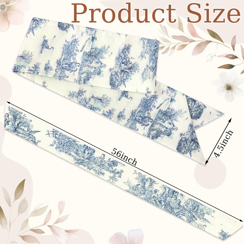 XunYee 6 Pcs Wreath Sash for Front Door Blue and White Wreath Sash for Embroidery Monogram Garland Decor Wedding Spring Valentine Day Yard Indoor Outdoor Wall Cabinet Kitchen(Toile De Jouy) - Image 2
