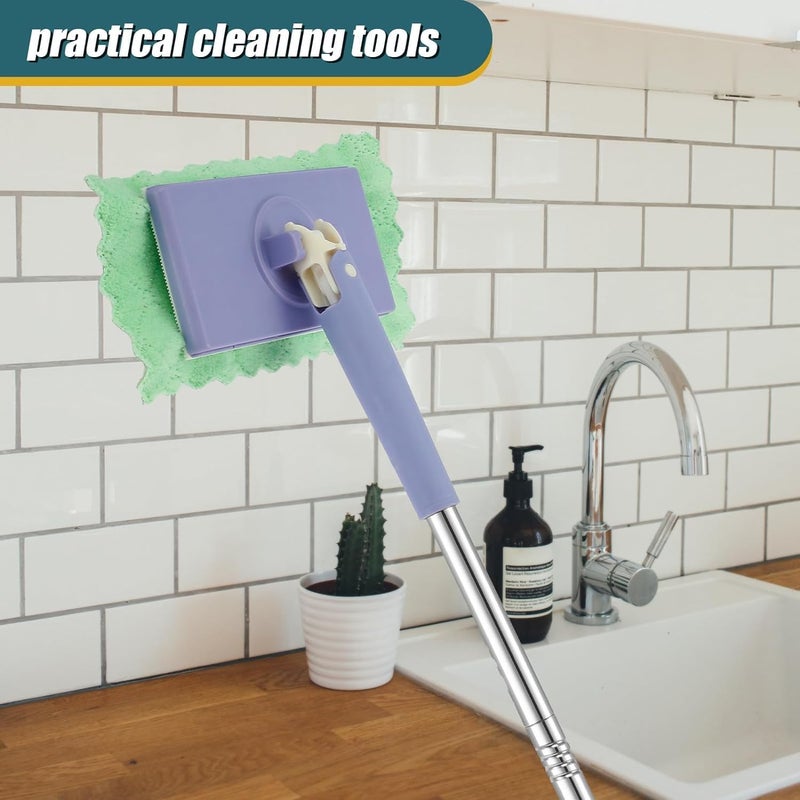 KPS Tissue Clip Mop with Long Handle Floor Cleaner Mop 360 Degree Rotating Flat Floor Mop Household Cleaning Supplies for BathroomFloorTablesMirrorsWall Pack of 1Multicolor - Image 4