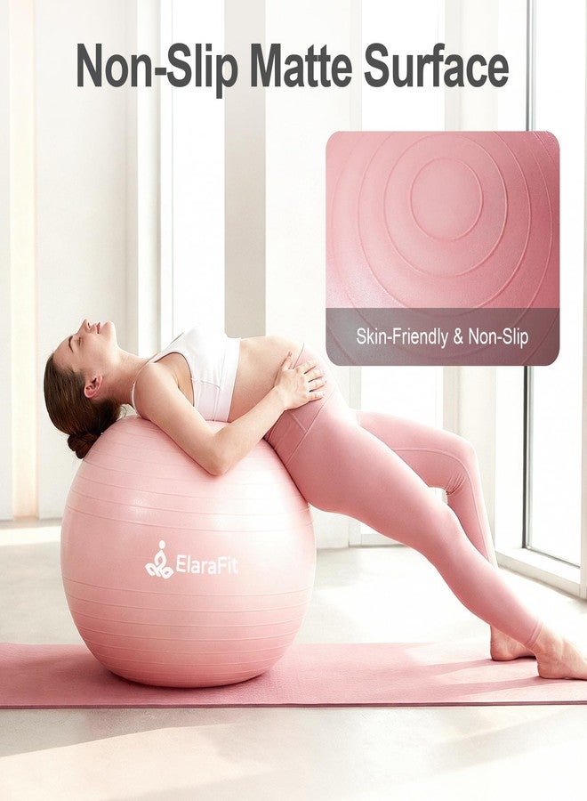 ElaraFit Anti Burst Large Exercise Ball for Yoga Non Slip Pilates Ball with Pump 550 lbs Capacity for Pregnancy, Fitness Size L 23 to 26 inches, About 58 to 65cm (Pink) - Image 5