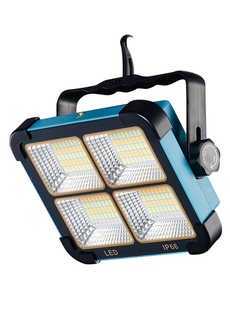 TEXEEM Solar LED Work Light, 4000LM Portable Floodlight with 4 Panels, IP44 Waterproof, USB Rechargeable, 180° Adjustable Bracket, Blue and Black for Construction, Camping, Emergency - Image 2