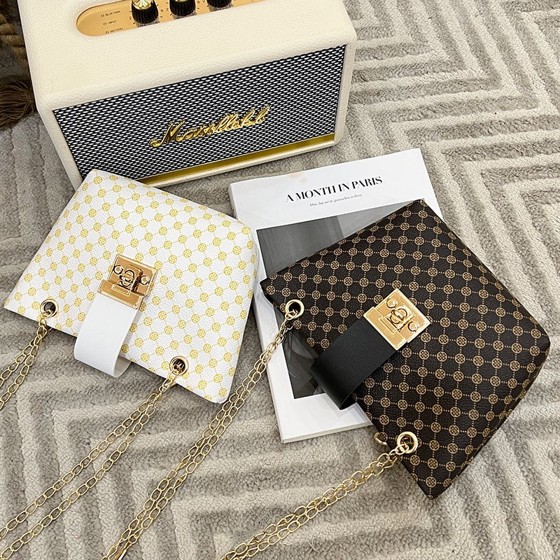 New autumn and winter diamond plaid bucket bag bag bag wholesale Women's bag flower all-match chain shoulder messenger bag - Image 3