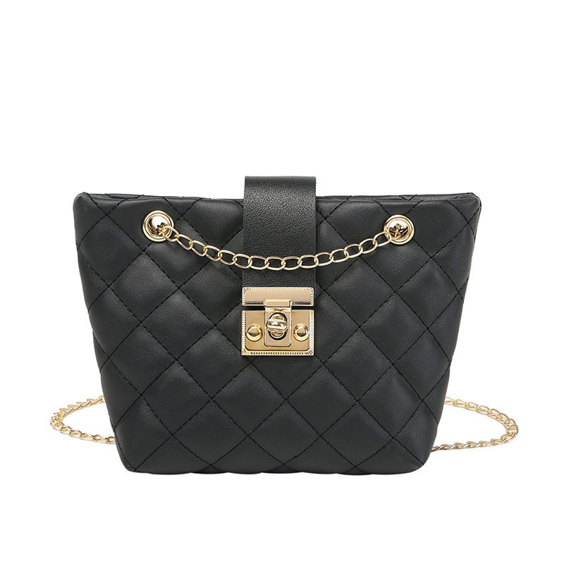 New autumn and winter diamond plaid bucket bag bag bag wholesale Women's bag flower all-match chain shoulder messenger bag - Image 1
