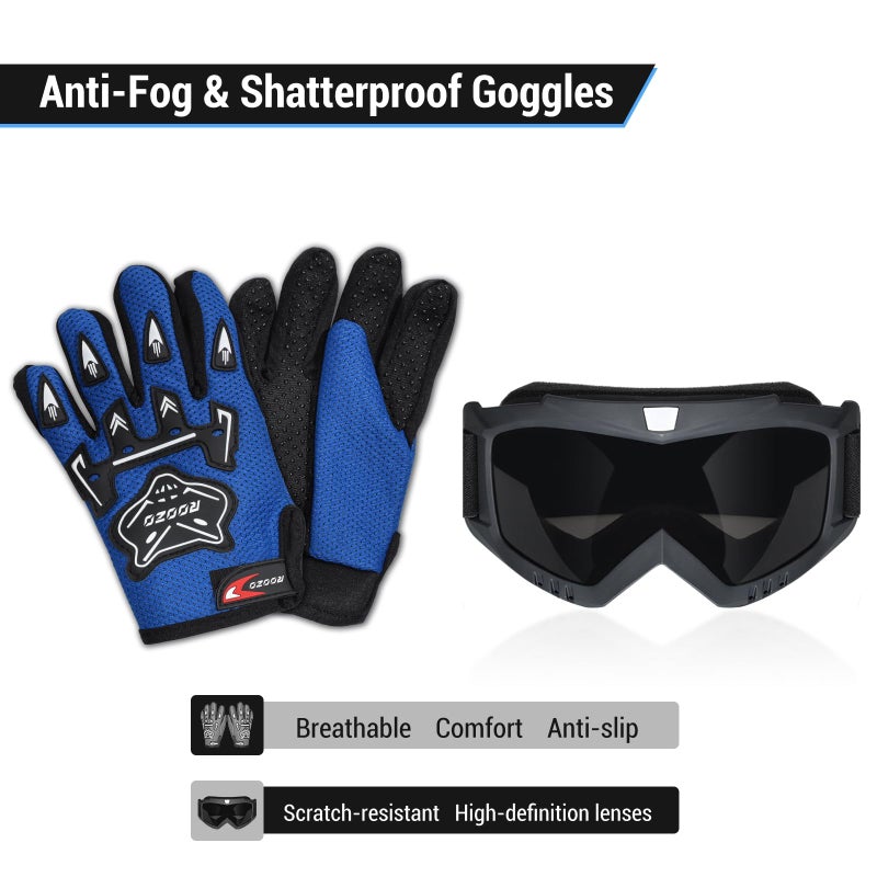 ROOZO Youth Kids Dirt Bike Helmet DOT Certified - Full Face Motorcycle Helmet for Off-Road, ATV, Street Riding, Includes Adjustable Goggles & Protective Gloves - Image 5