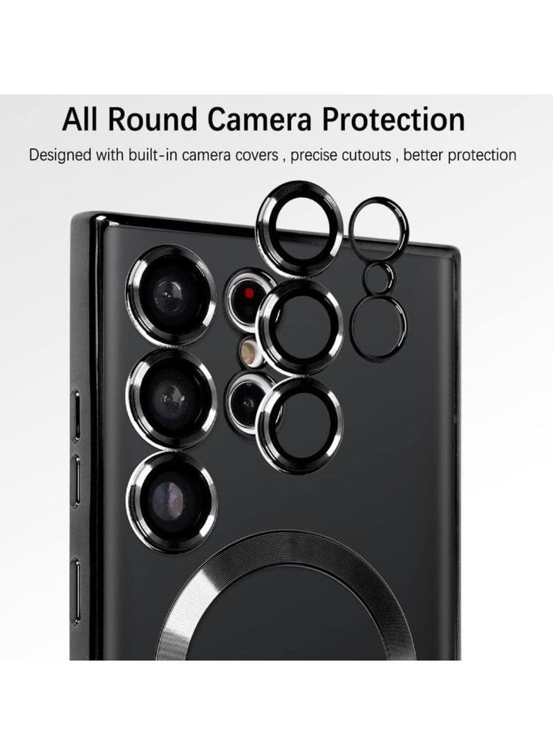 إيف حالة واضحة مغناطيسية لـ Samsung Galaxy S23 Ultra مع حامي عدسة الكاميرا Magsafe متوافق مع TPU ناعمة TPU المقاومة للصدمات مقاومة للصدمات Samsung Galaxy S23 Ultra ، Black - Image 2