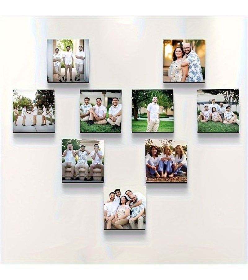 10 Pcs 8 Inch Square Custom Photo Collage Frame PVC Wall Art Landscape Decor No Electricity Easy Tear Off And Stick Create Wall Art Great For Family Valentine Fathers Mothers Day Gift - Image 5