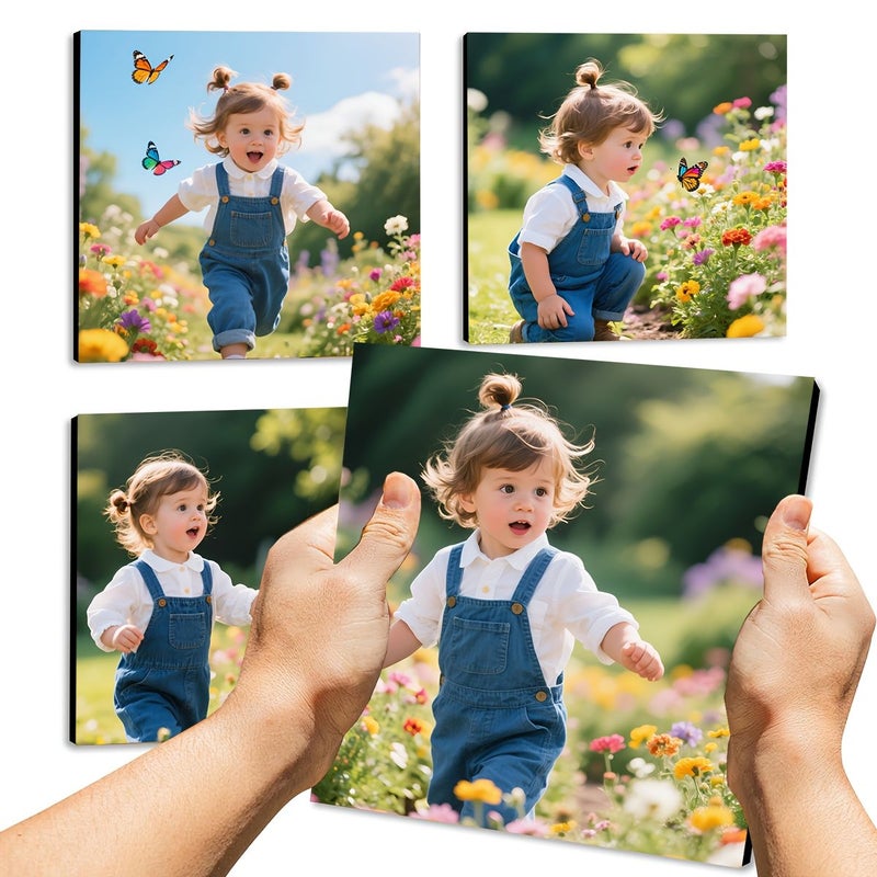 10 Pcs 8 Inch Square Custom Photo Collage Frame PVC Wall Art Landscape Decor No Electricity Easy Tear Off And Stick Create Wall Art Great For Family Valentine Fathers Mothers Day Gift - Image 1