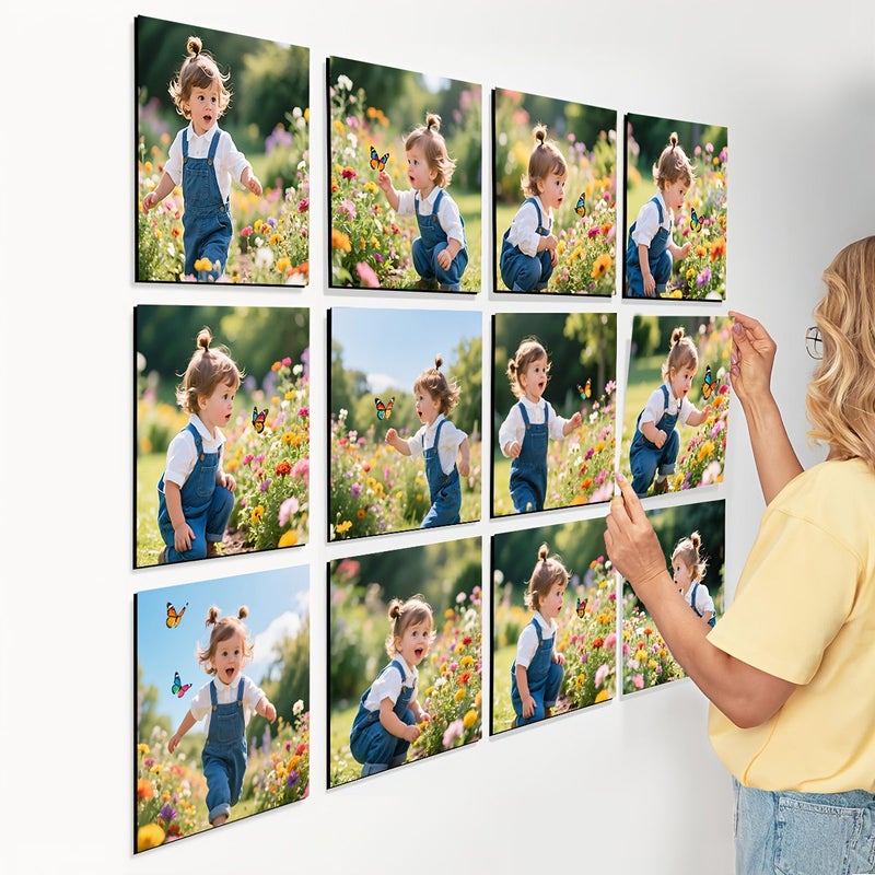 10 Pcs 8 Inch Square Custom Photo Collage Frame PVC Wall Art Landscape Decor No Electricity Easy Tear Off And Stick Create Wall Art Great For Family Valentine Fathers Mothers Day Gift - Image 2