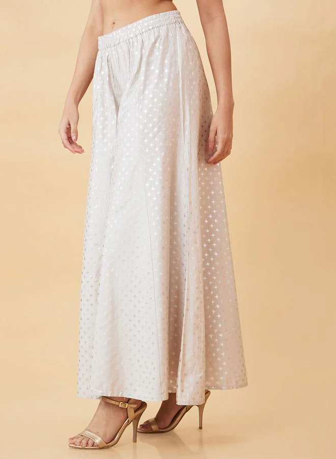 جلو باص بنطال بالازو واسع بطبعة فويل