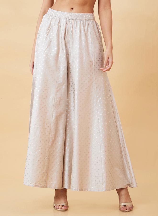 جلو باص بنطال بالازو واسع بطبعة فويل - Image 1