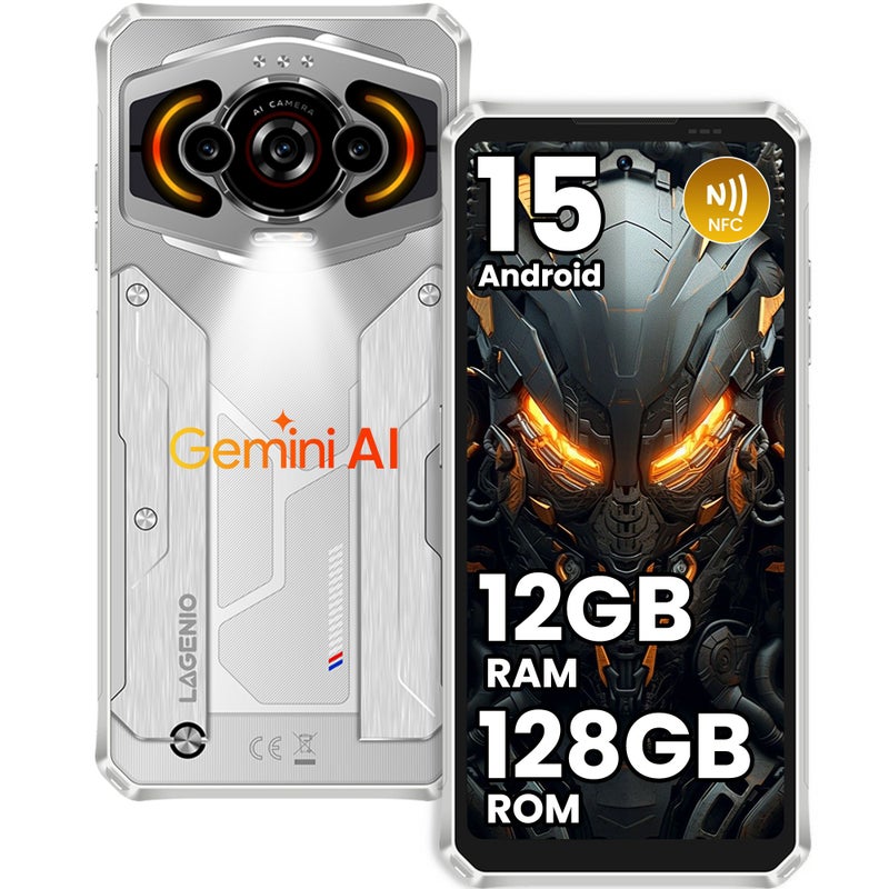 لاجينيو هاتف ذكي Lagenio Panther 1 Smartphone, Android 15, 4GB + 128GB, 13MP, 5150mAh, 18W, 6.7-inch HD Ultra-Thin 4G Phone with Nfc, White - Image 2