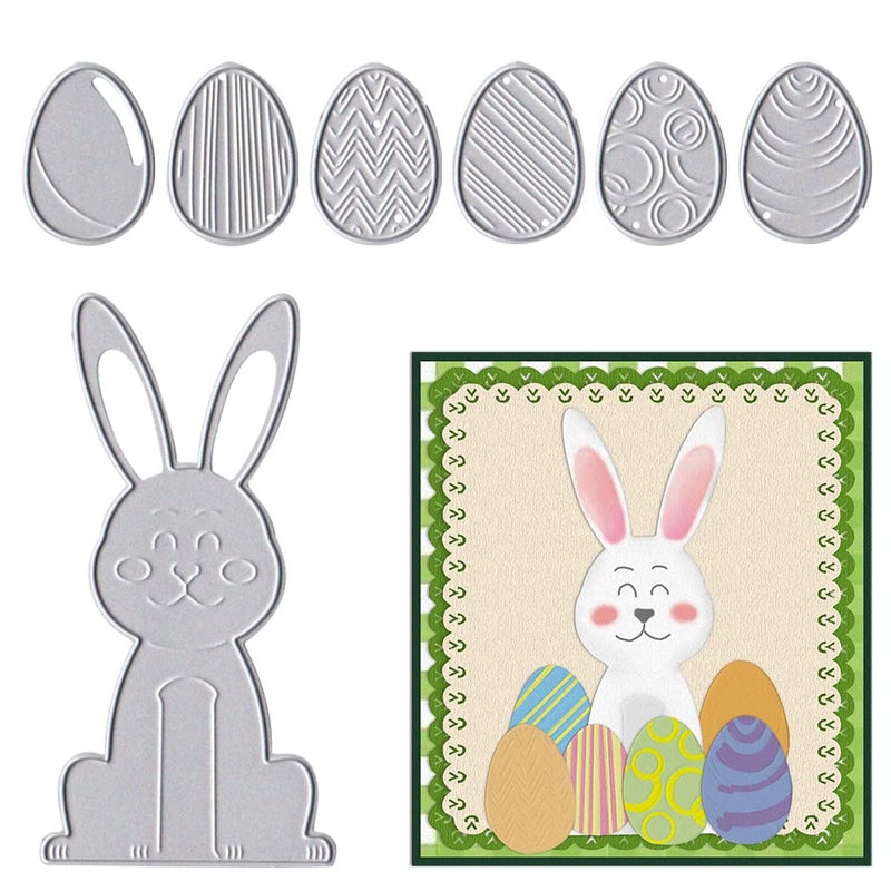 ALIBBON ALIBBON Easter Rabbit Egg Die Cuts for Card Making 6 Patterns Easter Eggs Cutting Dies Metal Template Molds Cute Rabbit Dies for Crafting DIY Photo Album Embossing Scrapbooking Supplies 