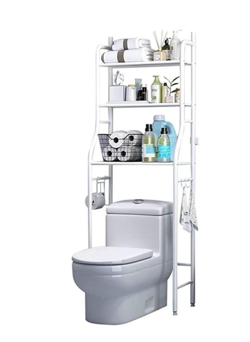 Home Care 3 Tier Over The Toilet Storage Rack Rust-Free & Sturdy Metal Toilet Rack No Drill Over Toilet Shelves For Commode storage, Bathroom Space Saver, Toilet Organizer (White)  - Image 1