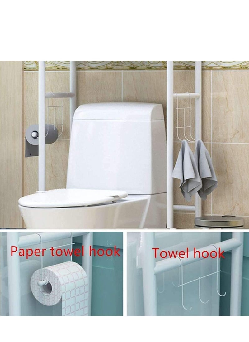 Home Care 3 Tier Over The Toilet Storage Rack Rust-Free & Sturdy Metal Toilet Rack No Drill Over Toilet Shelves For Commode storage, Bathroom Space Saver, Toilet Organizer (White)  - Image 3