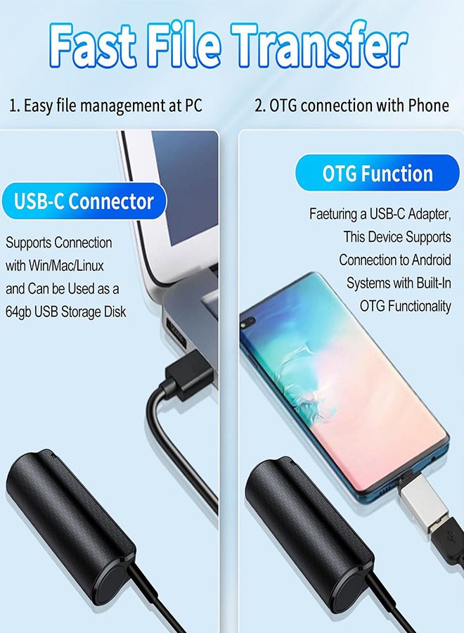 16GB Voice Recorder Audio Recording Device with Earphone and Charing Cable for Classroom Lecture Meeting 350 Hours Long Recording Time - Image 4