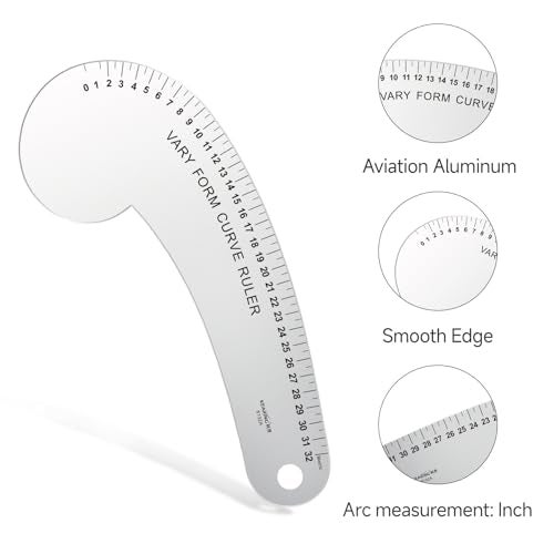 KEARING 32CM French Curve for Pattern Making, Vary Form Curve Ruler for Sewing, Aviation Aluminum Hip Curve Ruler for Measuring Sewing,Fashion Design,Quilting - Image 5
