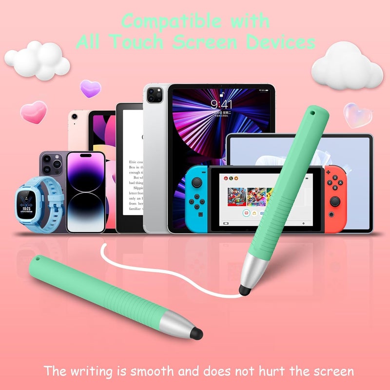 Demark Kid-Friendly Stylus Pens for Touch Screen, Tablet Stylus Pen Compatible with iPad/Fire/Kindle/iPhone/Android All Tablets and Phones (Green) - Image 3