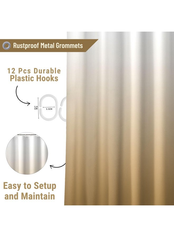 HOMETHREADS HOMETHREADS Embrace Luxury with Our 6.5-Feet Long Premium Polyester Shower Curtain with 12 Hooks for a Lavish Bathroom Ambiance | Stylish, Splendid, and Perfectly Sized (Gold, 180x200cm)  - Image 3