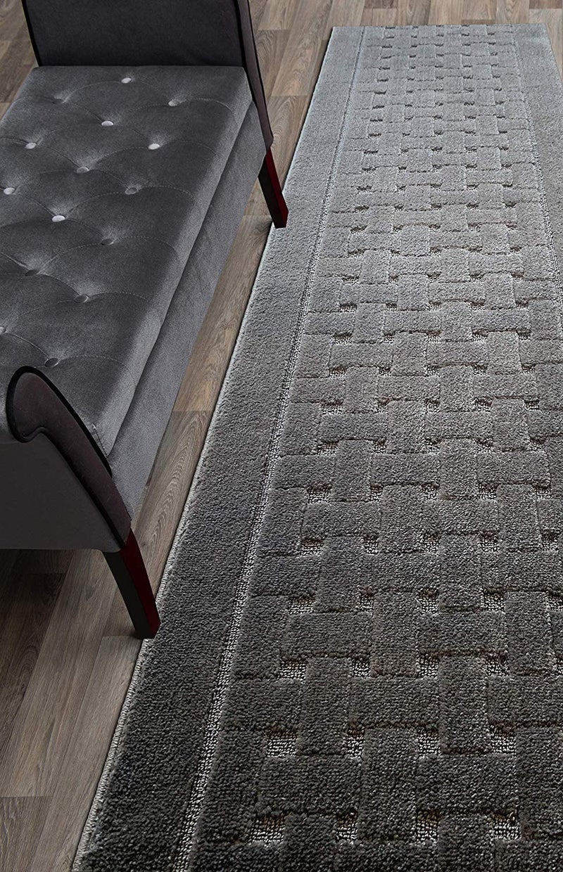 Non Slip Washable Carpet Runner Rug with Rubber Backing Custom Floor Mat for Kitchen Hallway Stairs Bedroom Bathroom Entry Anthracite Grey Your Choice of Length 26 Inch X 7 feet