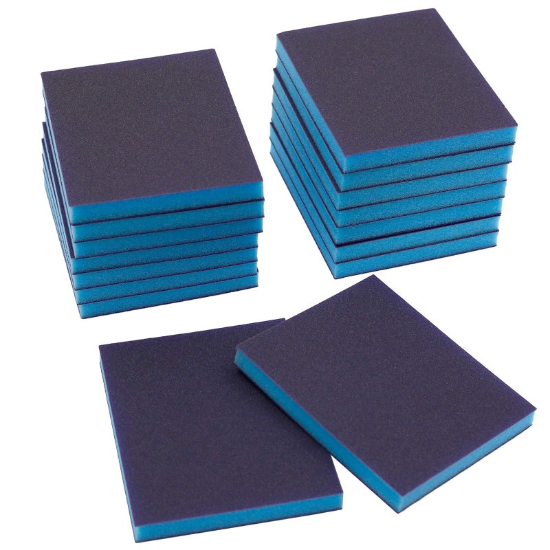 BokWin 16Pcs Sanding Sponge, 120 Grit Washable Sponge Sand Blocks, Wet and Dry Sanding Blocks for Plastic, Wood, Metal, Furniture (Fine Grade) - Image 1