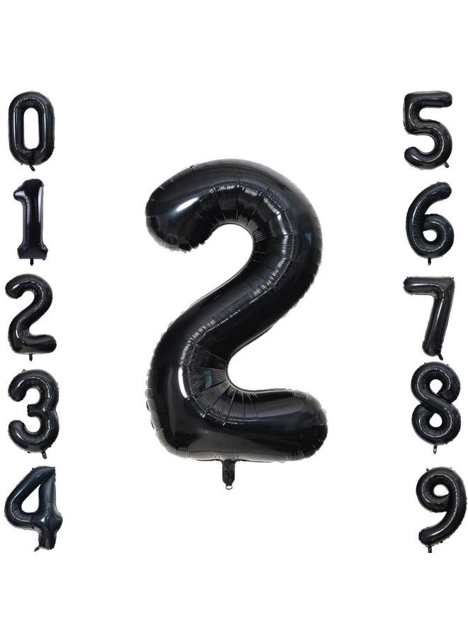 FI - FLICK IN FI - FLICK IN 1 Pc Big Size Number 2 Foil Balloon 32 Inch Large Black Number Foil Balloon Gradient 0 to 9 Number Balloons for Decoration 2nd Birthday Anniversary Decoration Items (Pack of 1, Black)  - Image 1