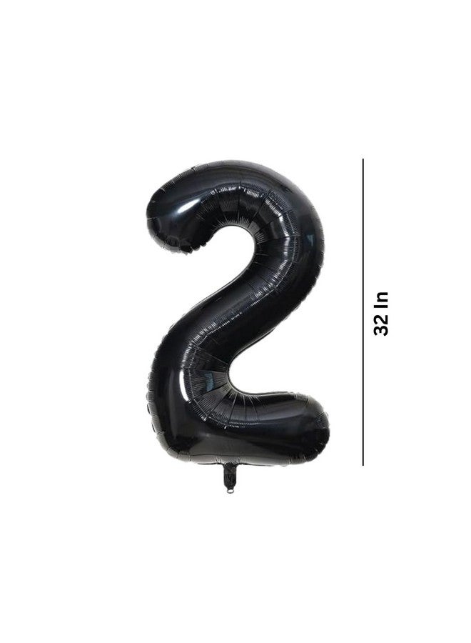 FI - FLICK IN FI - FLICK IN 1 Pc Big Size Number 2 Foil Balloon 32 Inch Large Black Number Foil Balloon Gradient 0 to 9 Number Balloons for Decoration 2nd Birthday Anniversary Decoration Items (Pack of 1, Black)  - Image 2
