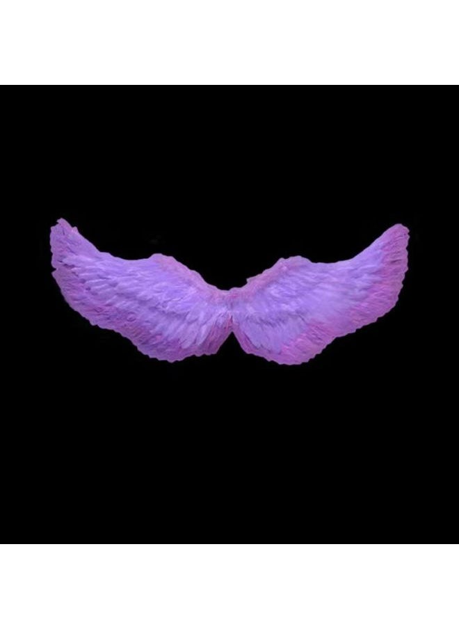Glowing Feather Wings Angel Wings Children's Day Stage Performance Fairy Princess Photography Props Girls Light Up Toy-Color:Unglowing Angel Wings Purple  - Image 1