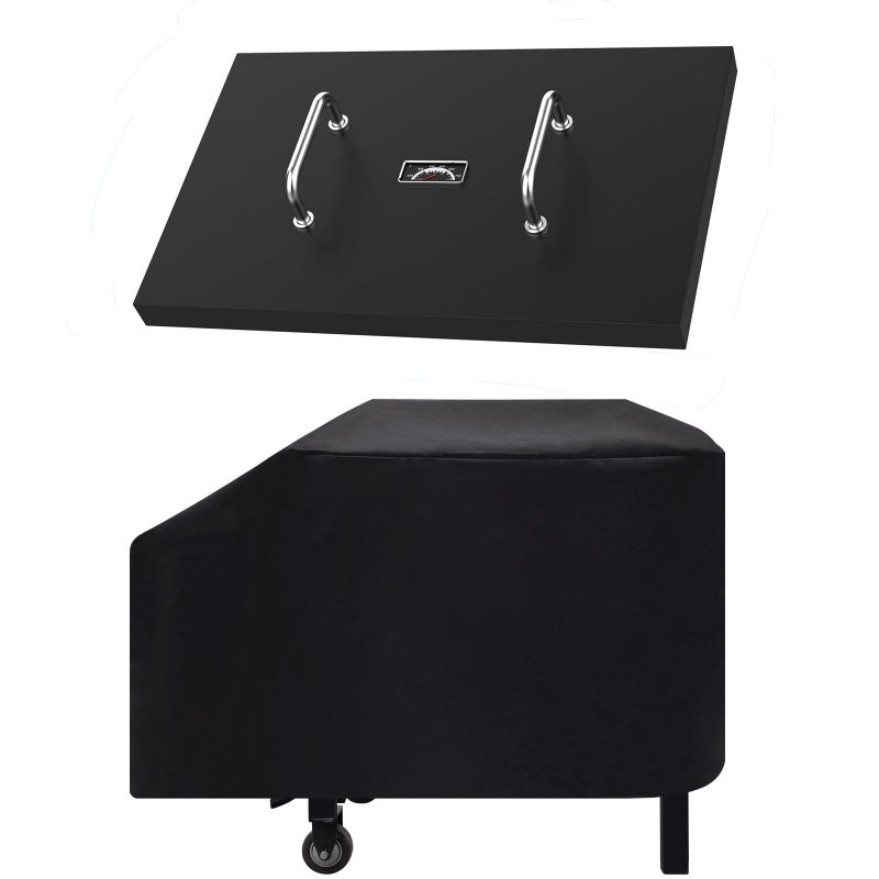 EasiBBQ 5003 Hard Cover for Blackstone 28 Griddle and 1529 Heavy Duty Grill Cover for Blackstone 28 Griddle Black