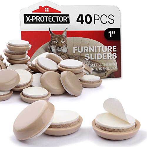 X-Protector Chair Sliders X-PROTECTOR – Furniture Sliders 40 pcs Carpet Sliders 1” – The Best Furniture Moving Pads – Premium Chair Leg Floor Protectors – Slide Effortlessly with Chair Pads & Protect Your Floor! - Image 1