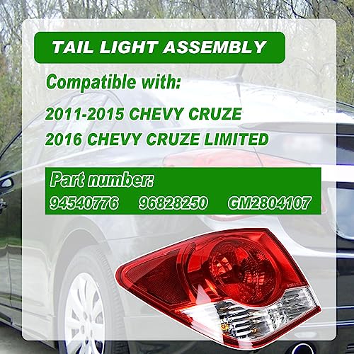 Lochnchn Tail Light Compatible with Chevrolet Cruze 2011-2015 Cruze Limited 2016 Rear Taillights Lamp Assembly Left Driver Side Brake Light Replace 96828250 GM2804107 - Image 2