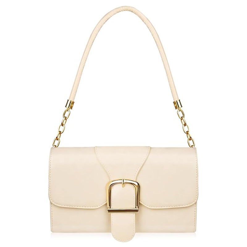 Gosect Shoulder Bag for Women, Faux Leather Women's Shoulder Handbags, Fashionable Tote Purses for Women with Removable Strap and Zipper Closure (Light Yellow) - Image 1